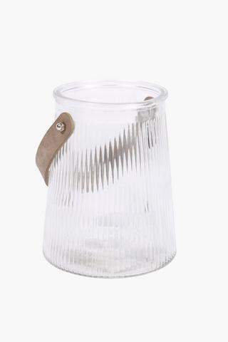 Ribbed Glass Lantern, 13x16.5cm