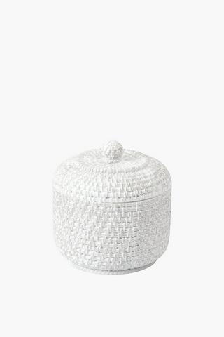 Polyresin Washed Stitch Cotton Bud Holder