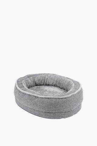 Oval Short Fleece Sponge Pet Bed, 70x50cm