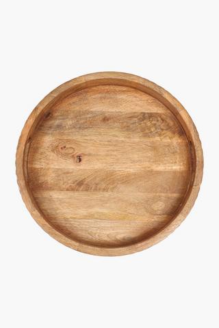 Round Mango Wood Carved Tray