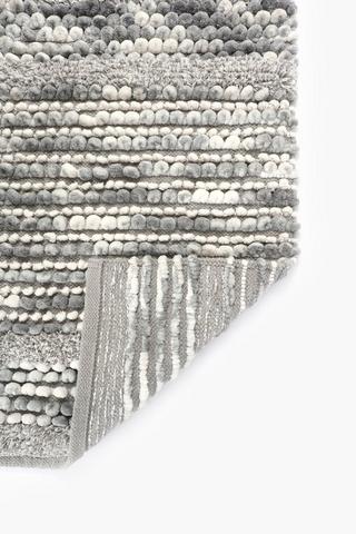 2 Piece Textured Twist Bobble Stripe Cotton Bath Mat Set