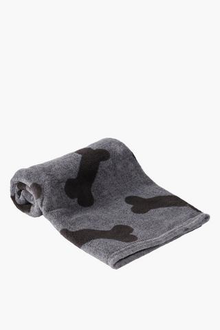Coral Fleece Printed Bone Pet Throw, 125x150cm