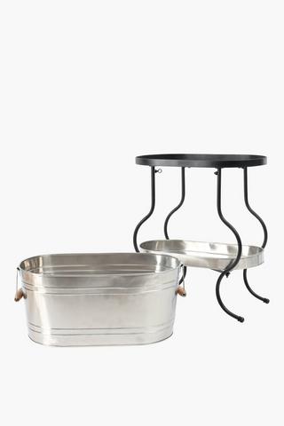 Oval Metal Champagne Bucket With Stand