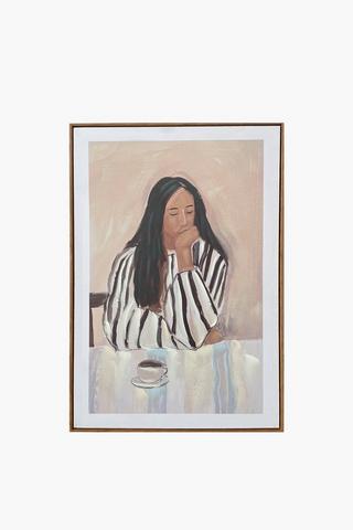 Hand Painted Thinking Lady, 60x90cm