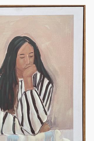 Hand Painted Thinking Lady, 60x90cm