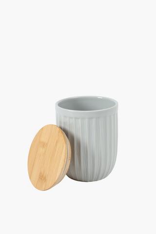 Set Of 3 Ridge Ceramic Canisters