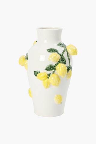 Embossed Lemon Ceramic Urn, 23x33cm