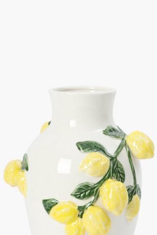Embossed Lemon Ceramic Urn, 23x33cm