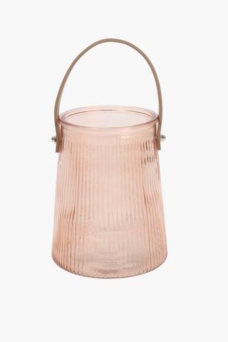Ribbed Glass Lantern, 13x16.5cm
