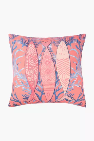 Printed Coral Fish Scatter Cushion, 50x50cm