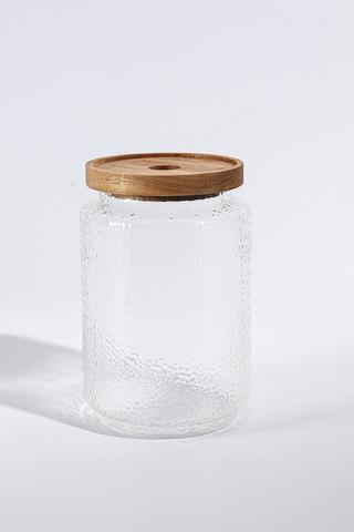 Medium Acacia Wood Tex Glass Jar