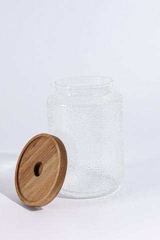 Medium Acacia Wood Tex Glass Jar