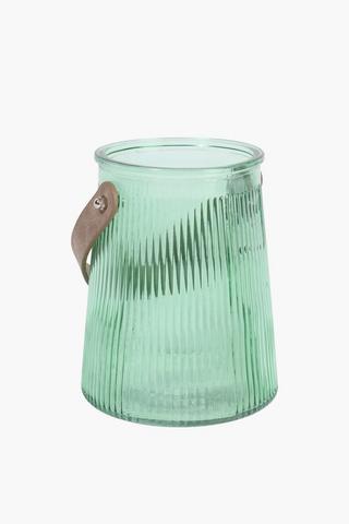 Ribbed Glass Lantern, 13x16.5cm