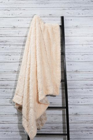 Faux Fur Boucle Checkered Blanket, 150x180cm