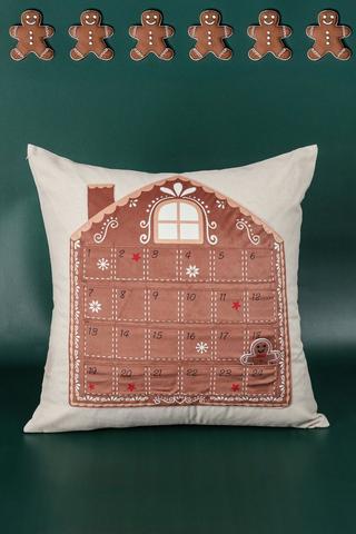 Christmas Gingerbread Advent Scatter Cushion, 50x50cm