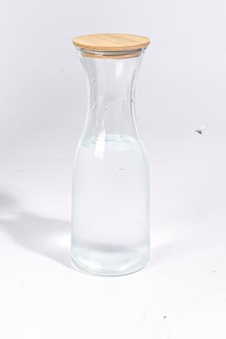 Glass With Bamboo Lid Caraffe,1l