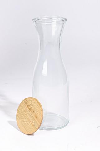 Glass With Bamboo Lid Caraffe,1l