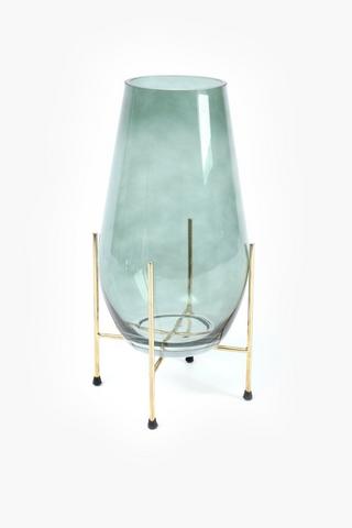 Glass Vase On Stand, 16x38cm