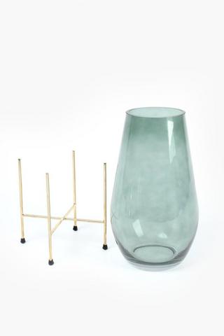 Glass Vase On Stand, 16x38cm
