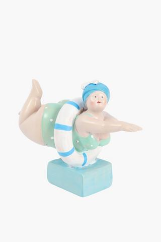Beach Lady In Tube Statue, 19x12.5cm