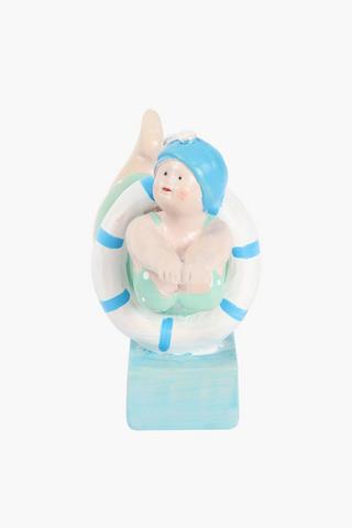 Beach Lady In Tube Statue, 19x12.5cm