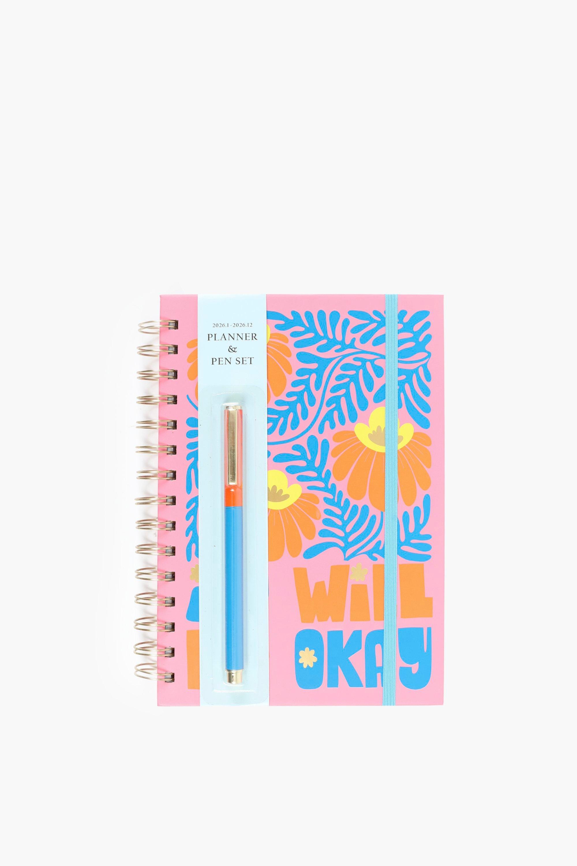 A5 Brights Floral Notebook With Pen Set