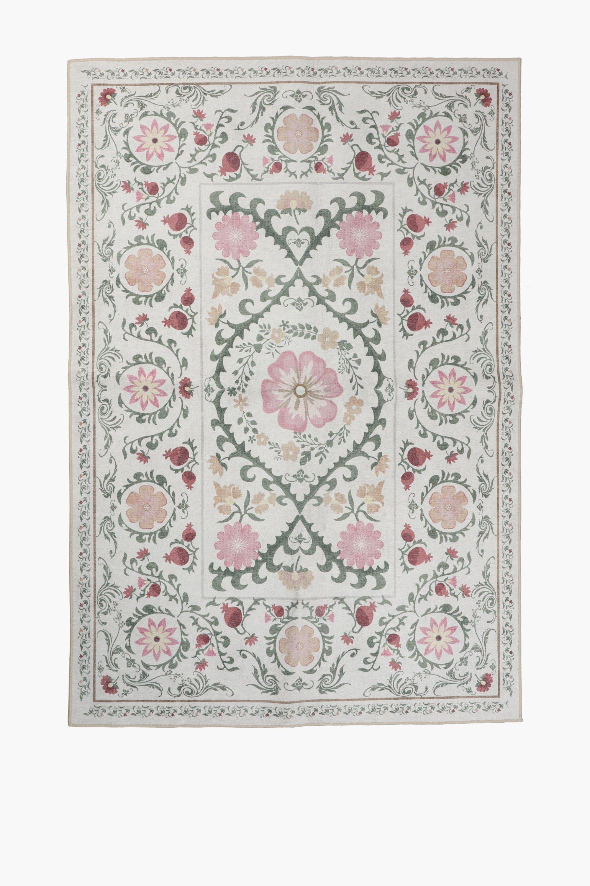 Digital Print Zinnia Botanical Rug, 120x180cm