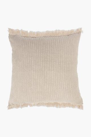Cotton Textured Fringe Scatter Cushion, 60x60cm