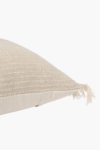 Cotton Textured Fringe Scatter Cushion, 60x60cm