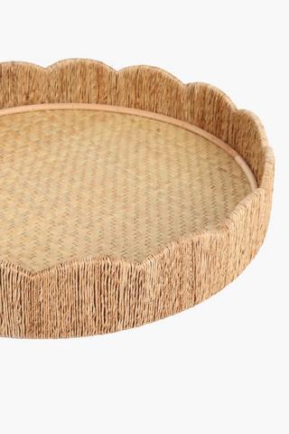 Rattan Scallop Decor Tray, 45cm