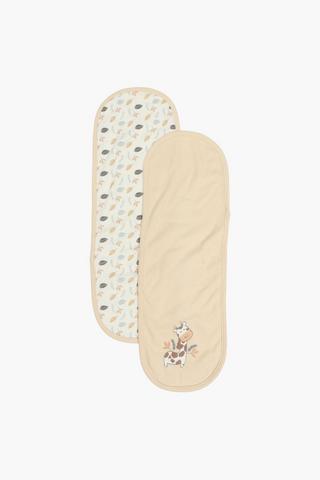 2 Pack Embroidered Giraffe Burp Cloth Set