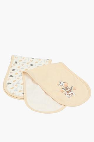 2 Pack Embroidered Giraffe Burp Cloth Set