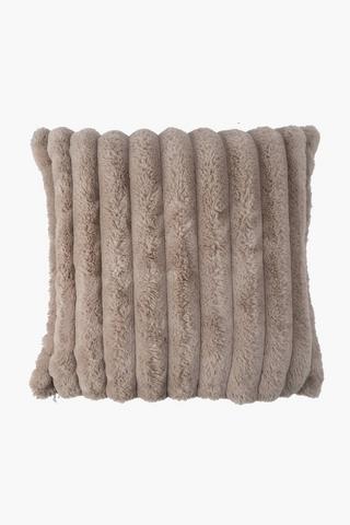 Faux Fur Ribbed Scatter Cushion, 60x60cm