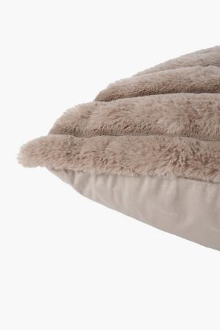 Faux Fur Ribbed Scatter Cushion, 60x60cm