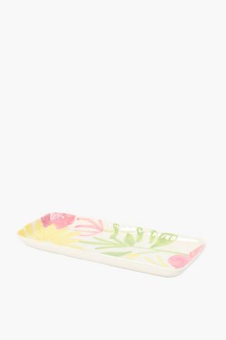 Ceramic Embossed Floral Decal Tray
