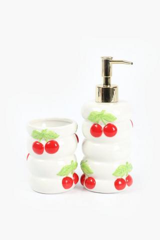 Embossed Ceramic Cherry Soap Dispenser