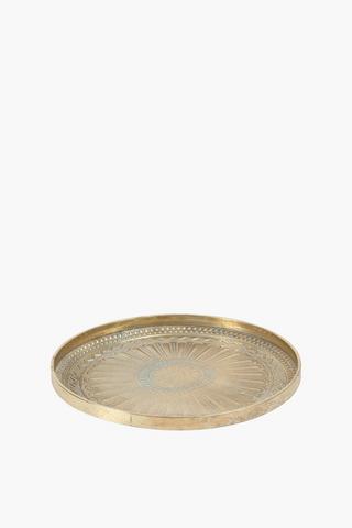 Embossed Metal Decor Tray, 40cm