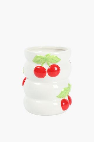 Embossed Ceramic Cherry Bath Tumbler