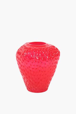 Glass Strawberry Vase, 20cm