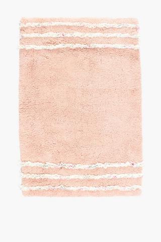 Cotton Stripe Frill Bath Mat, 60x90cm