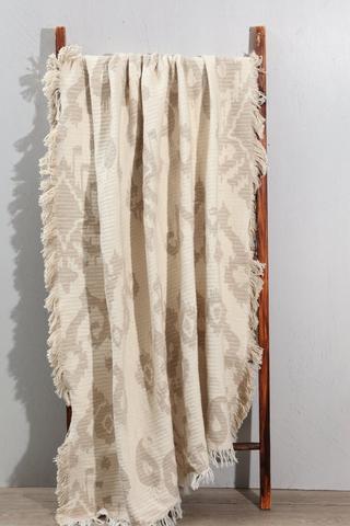 Cotton Jacquard Stripe Throw, 140x180cm