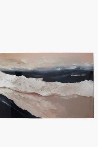 Hand Painted Waves Canvas, 70x170cm