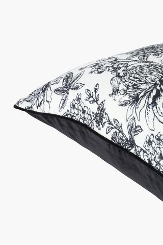 Chenille Printed Floral Piped Edge Feather Filled Scatter Cushion, 60x60cm