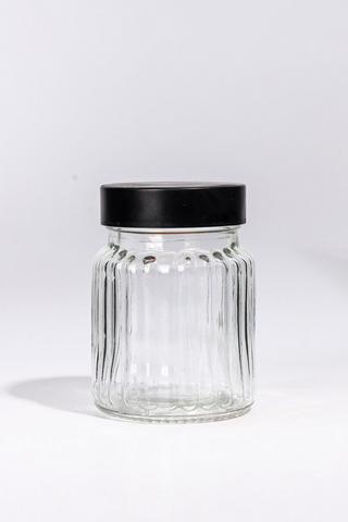 Small Ribbed Glass Jar