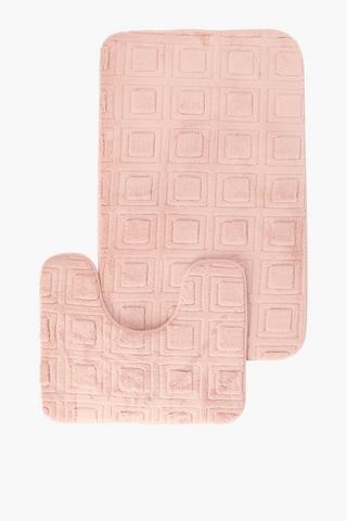 2 Piece Geometric Foam Bath Mat Set