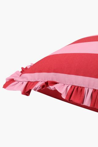 Velvet Stripe Frill Detail Scatter Cushion, 60x60cm