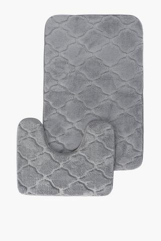 2 Piece Damask Foam Bath Mat Set