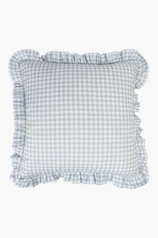 Gingham Frill Scatter Cushion, 60x60cm