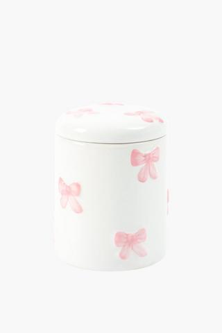 Embossed Ceramic Bow Cotton Bud Holder