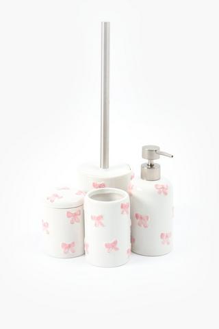 Embossed Ceramic Bow Cotton Bud Holder